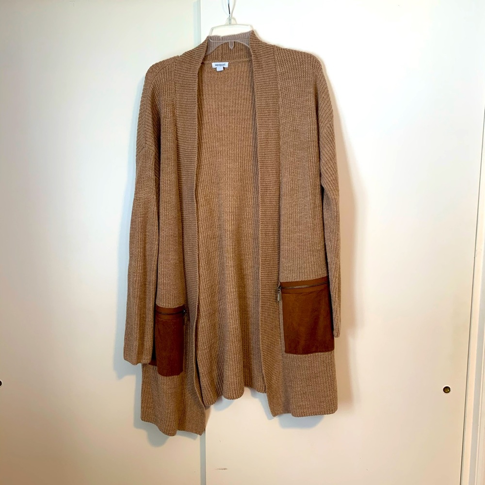 Westport Duster Sweater with faux Suede pockets